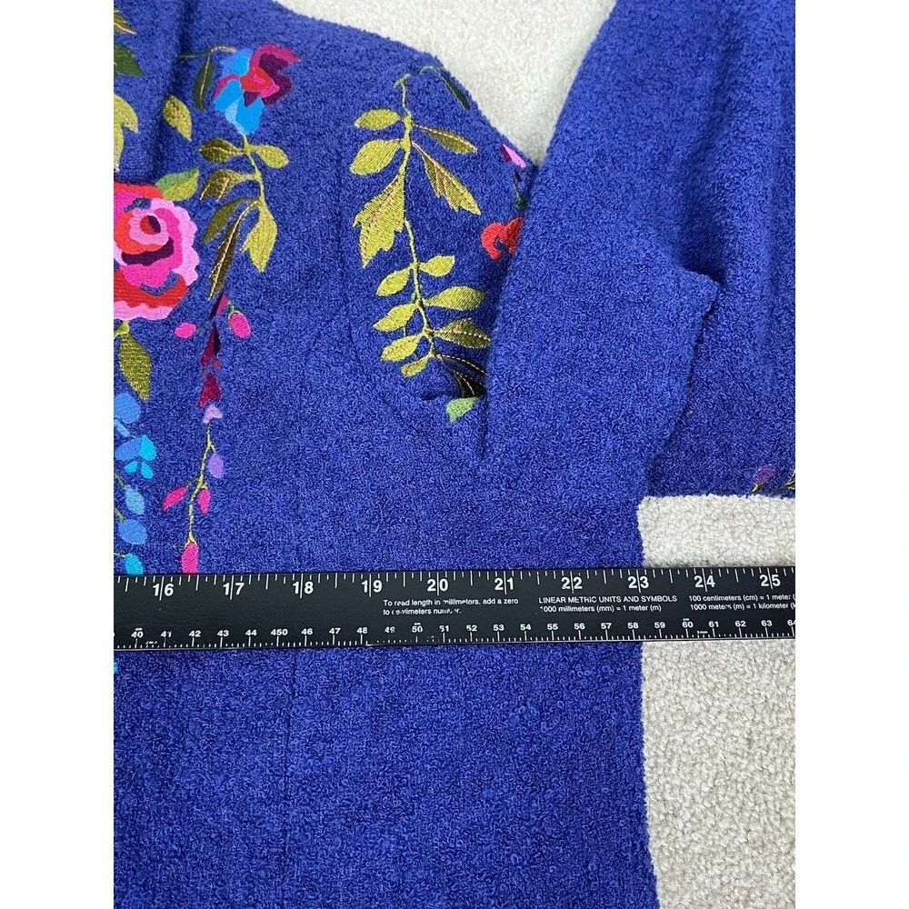 Linea‎ by Louis Dell'Olio Floral Embroidered Boucle Wool Blend Coat XL Boho Y2K